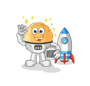 the sand ball astronaut waving character. cartoon mascot vecto