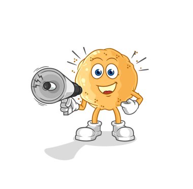 the sand ball holding hand loudspeakers vector. cartoon characte