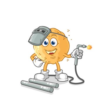 the sand ball welder mascot. cartoon vecto