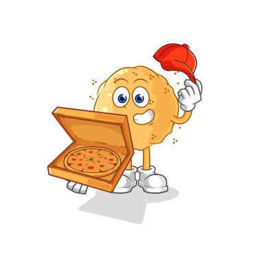 the sand ball pizza delivery boy vector. cartoon characte