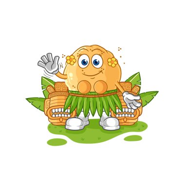 the sand ball hawaiian waving character. cartoon mascot vecto