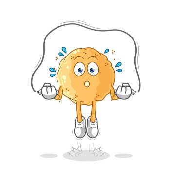 the sand ball jump rope exercise. character vecto