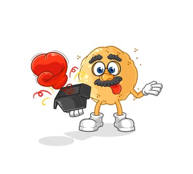 the sand ball prank glove in the box. cartoon masco