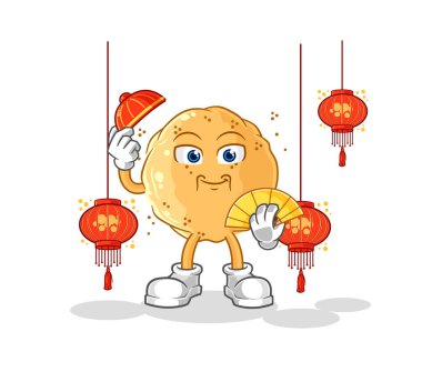 the sand ball Chinese with lanterns illustration. character vecto