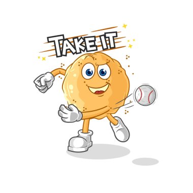 the sand ball throwing baseball vector. cartoon characte
