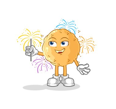 the sand ball with fireworks mascot. cartoon vecto