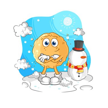 the sand ball in cold winter character. cartoon mascot vecto