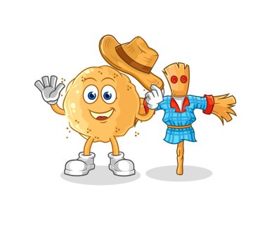 the sand ball with scarecrows cartoon character vecto