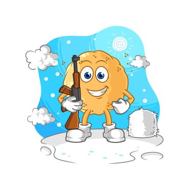 the sand ball soldier in winter. character mascot vecto