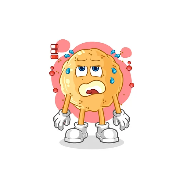 Sand Ball Low Battery Mascot Cartoon Vecto — Stok Vektör