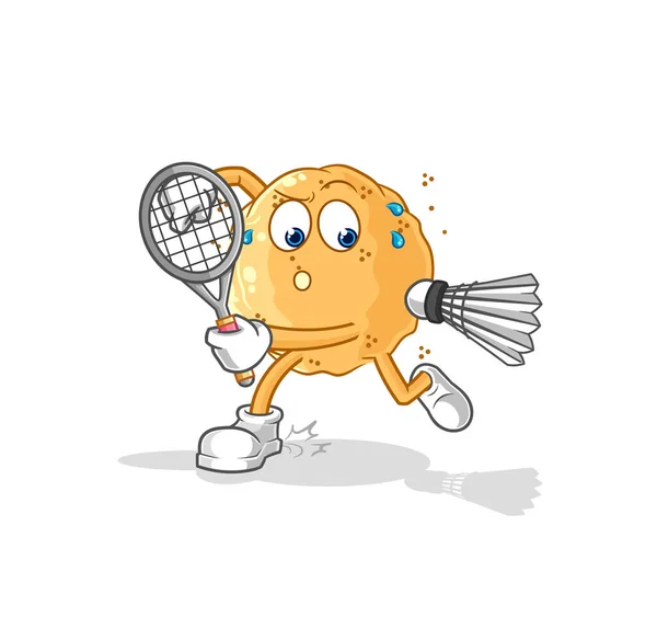 Sand Ball Playing Badminton Illustration Character Vecto — Vector de stock