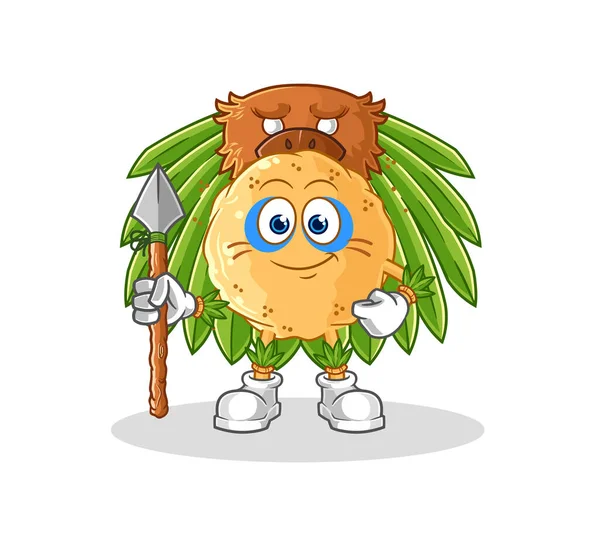 Sand Ball Tribal Man Mascot Cartoon Vecto — Vettoriale Stock