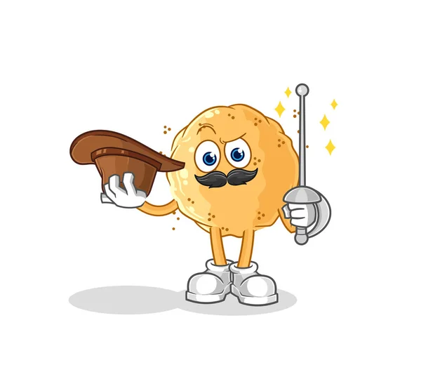 Sand Ball Fencer Character Cartoon Mascot Vecto — Stock Vector