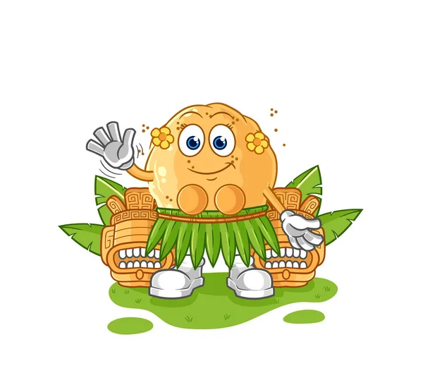 the sand ball hawaiian waving character. cartoon mascot vecto