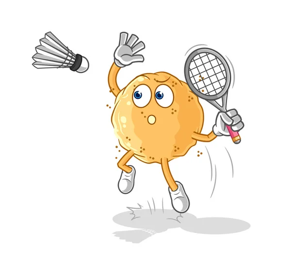 Sand Ball Smash Badminton Cartoon Cartoon Mascot Vecto — Stock Vector