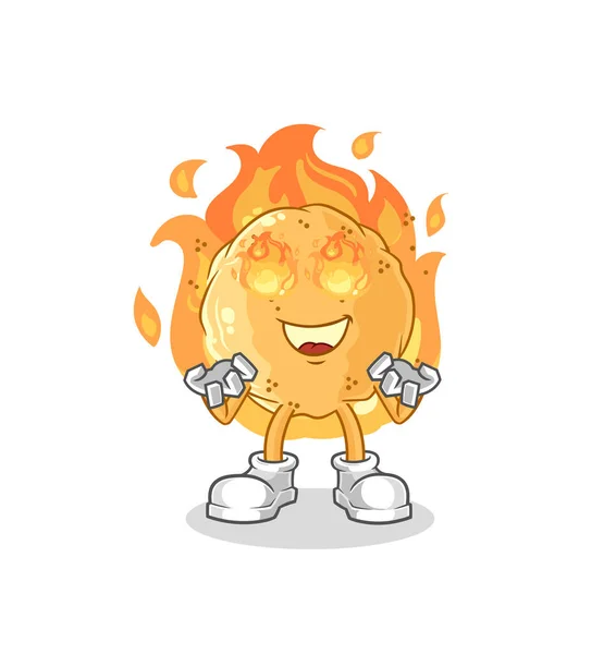 Sand Ball Fire Mascot Cartoon Vecto — Stock Vector