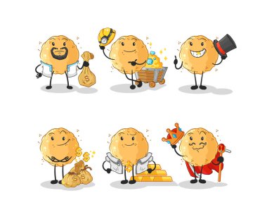 the sand ball rich group character. cartoon mascot vecto