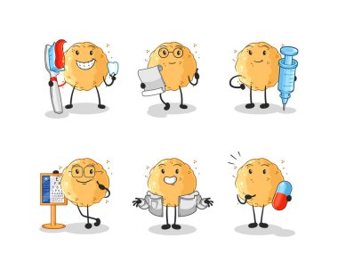 the sand ball doctor group character. cartoon mascot vecto