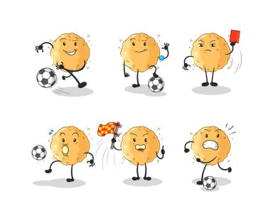 the sand ball football group character. cartoon mascot vecto