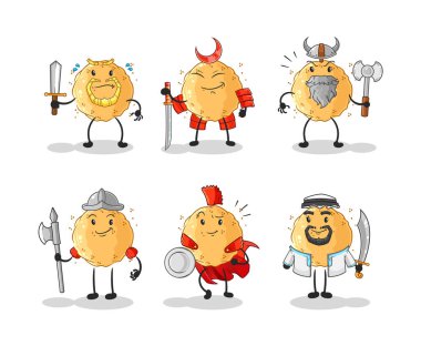 the sand ball warrior group character. cartoon mascot vecto