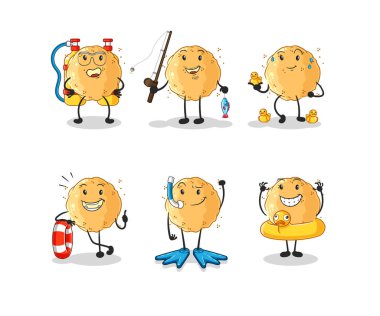 the sand ball water activity group. cartoon mascot vecto