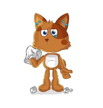 the dog cry with a tissue. cartoon mascot vecto