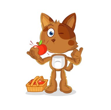 the dog eating an apple illustration. character vecto