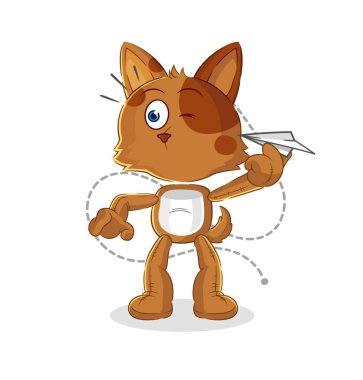 the dog with paper plane character. cartoon mascot vecto