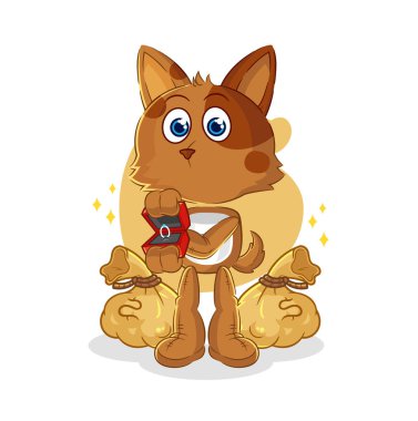 the dog propose with ring. cartoon mascot vecto