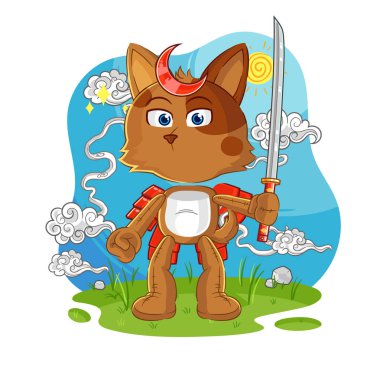 the dog samurai cartoon. cartoon mascot vecto