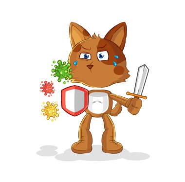 the dog against viruses cartoon. cartoon mascot vecto