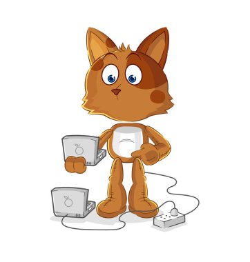 the dog with laptop mascot. cartoon vecto