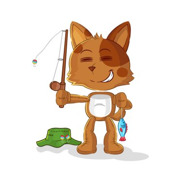 the dog fisherman illustration. character vecto