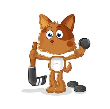 the dog playing hockey vector. cartoon characte