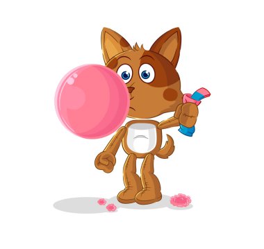 the dog chewing gum vector. cartoon characte