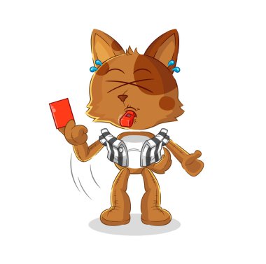 the dog referee with red card illustration. character vecto