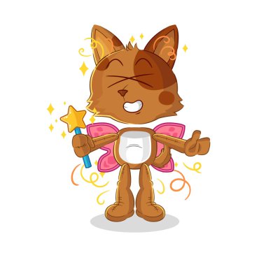 the dog fairy with wings and stick. cartoon mascot vecto