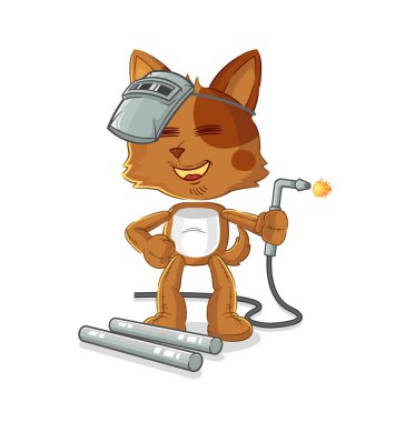 the dog welder mascot. cartoon vecto