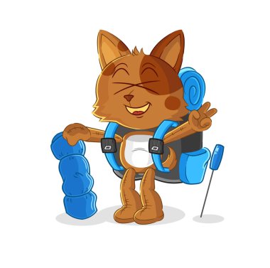 the dog go camping mascot. cartoon vecto