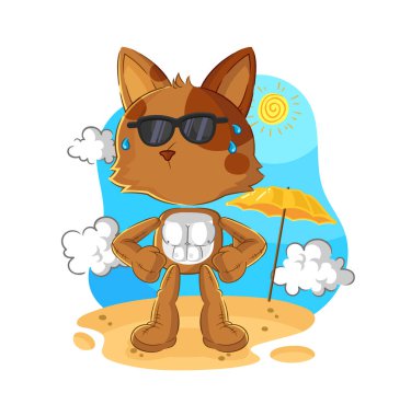 the dog sunbathing in summer. character vecto