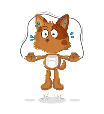 the dog jump rope exercise. character vecto