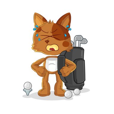 the dog with golf equipment. cartoon mascot vecto
