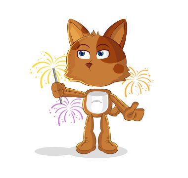 the dog with fireworks mascot. cartoon vecto