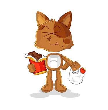 the dog eat chocolate mascot. cartoon vecto