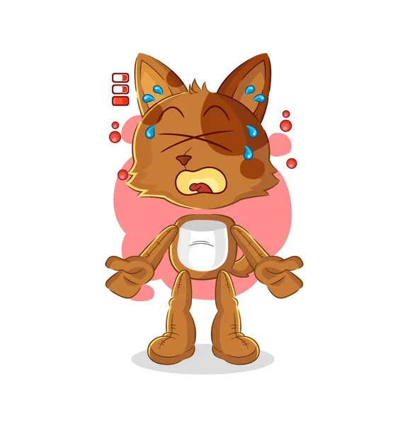 Dog Low Battery Mascot Cartoon Vecto — Stockový vektor
