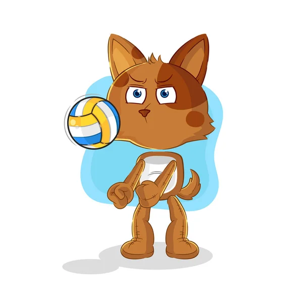 Dog Play Volleyball Mascot Cartoon Vecto — Stock Vector