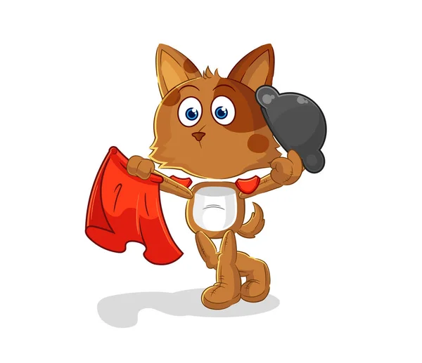 Dog Matador Red Cloth Illustration Character Vecto — Stock Vector