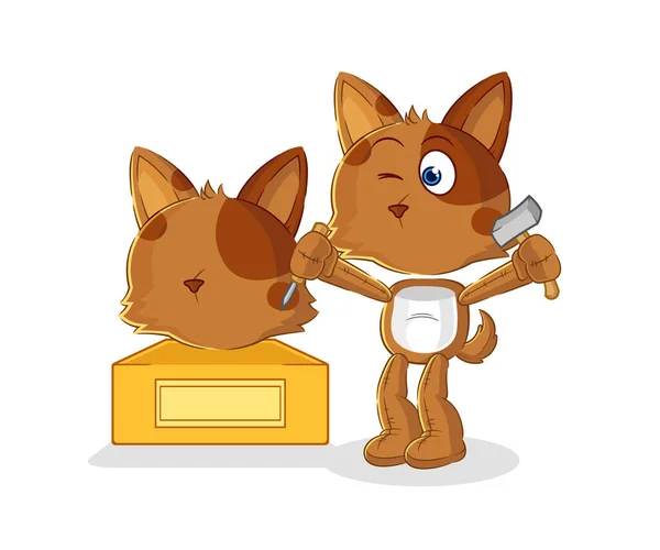 Dog Sculptor Character Cartoon Mascot Vecto — Stockvector