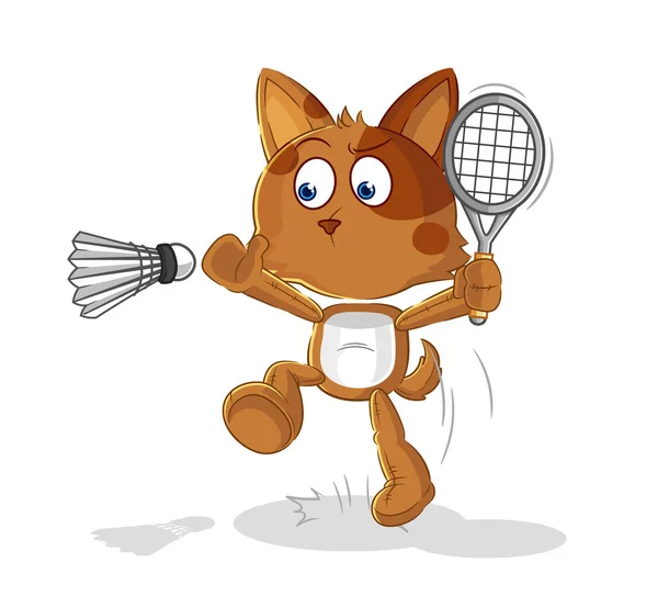 Dog Smash Badminton Cartoon Cartoon Mascot Vecto — Stock Vector