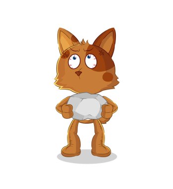 the dog lifting rock cartoon character vecto